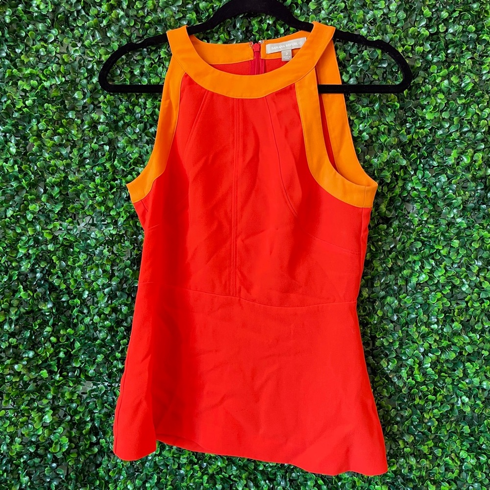 Banana Republic Orange and Red Halter Top